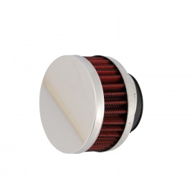 Air Filter round D.74mm type KN straight D.25-35mm chrome / red