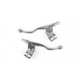 Brake Lever Set (x2) with mount short polished aluminium