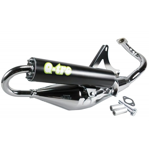 Exhaust system Tecnigas Q-TRE, Piaggio, chrome matt, with CE-mark Exhaust system Tecnigas Q-TRE, Piaggio, chrome matt, with CE-mark