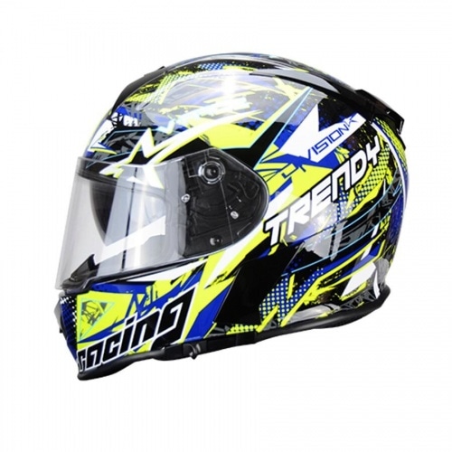 Full Face Helmet double visor Trendy T-602 Skiddy blue / yellow glossy Full Face Helmet double visor Trendy T-602 Skiddy blue / yellow glossy