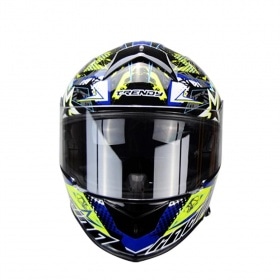 Full Face Helmet double visor Trendy T-602 Skiddy blue / yellow glossy
