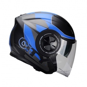 Jet / Open Face Helmet double visor Trendy T-405 Kamak grey / blue matte