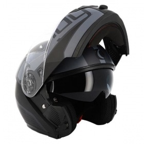 Modulārā ķivere ar dubulto vizieri Trendy T-704 Zunis melna/matīgi pelēka XS