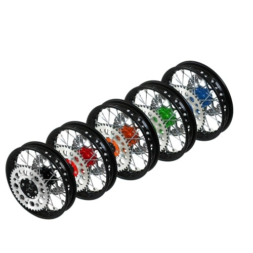 Aizmugurējais ritenis - CNC rumba melns ar disku un zobratiem Pit Bike YCF50A Aizmugurējais ritenis - CNC rumba melns ar disku un zobratiem Pit Bike YCF50A