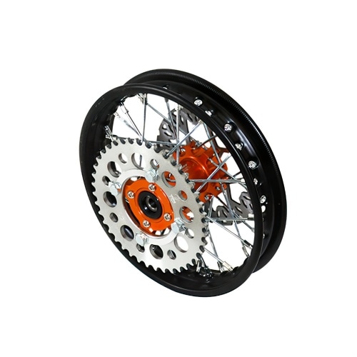 Aizmugurējais ritenis - CNC rumba melns ar disku un zobratiem Pit Bike YCF50A Aizmugurējais ritenis - CNC rumba melns ar disku un zobratiem Pit Bike YCF50A