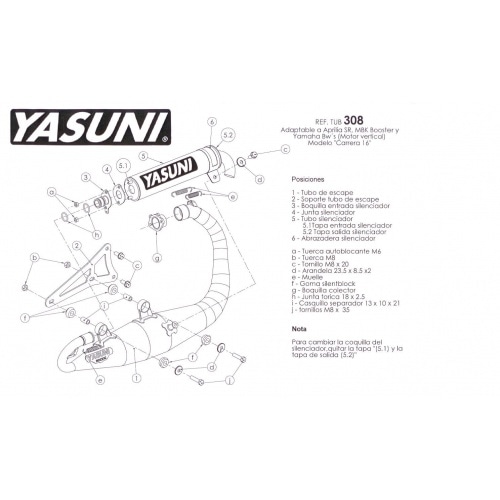 Exhaust Yasuni Carrera 16 Yamaha BW’s / Slider Aramid Exhaust Yasuni Carrera 16 Yamaha BW’s / Slider Aramid